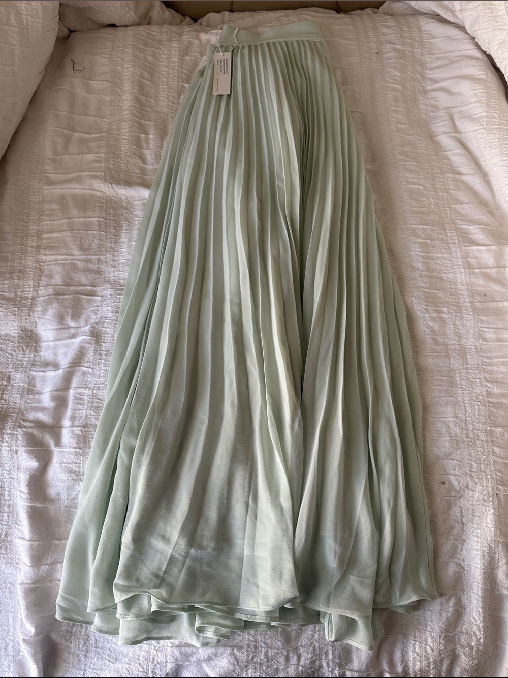 Gentle Fawn Pleated Chiffon Maxi Skirt - Light Mint Green